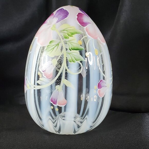 Fenton Art Glass Hand Painted Egg Limited Edition French Opalescent Milk glass - Picture 8 of 16